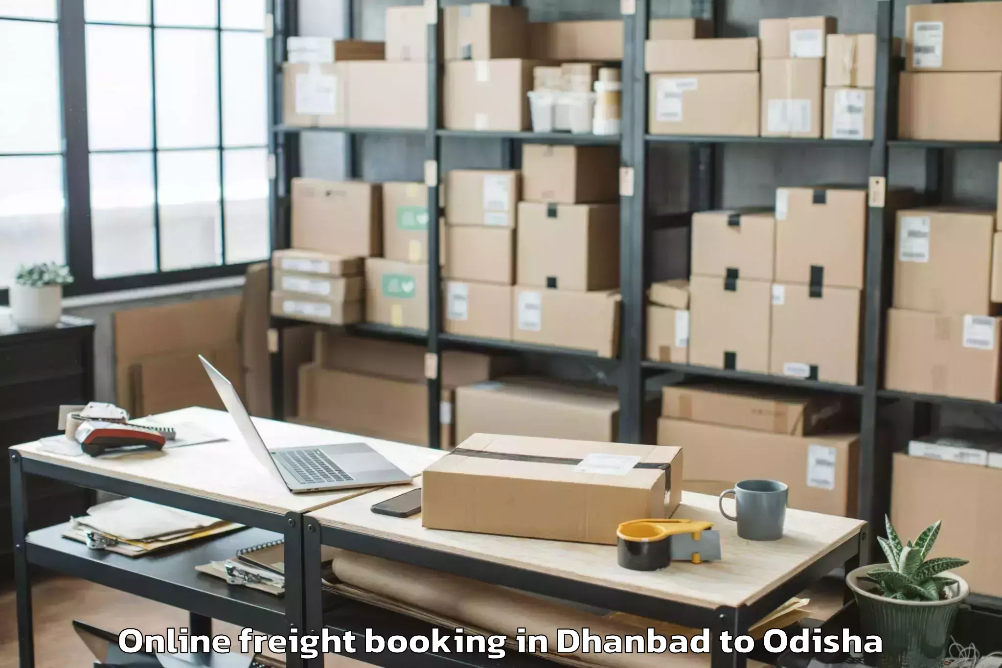 Easy Dhanbad to Komana Online Freight Booking Booking